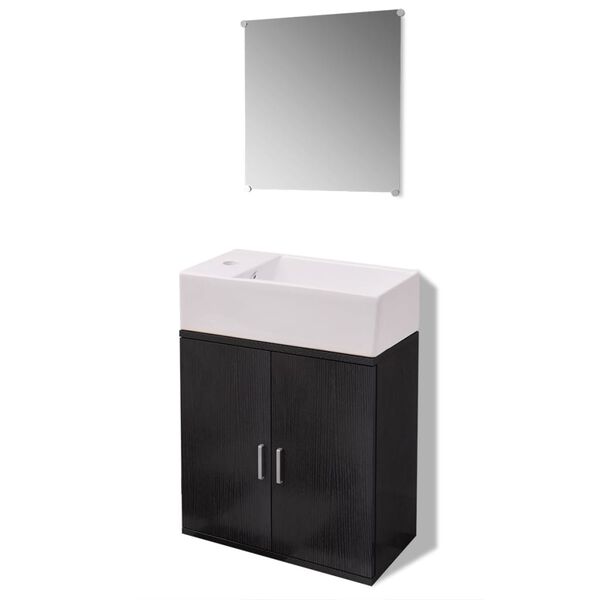 vidaXL Set Mobili da Bagno con Lavabo 3 pz Nero