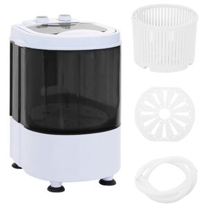 vidaXL Mini lavatrice con vasca singola 2,6 kg Nero e Bianco