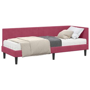 vidaXL Struttura Letto Angolare con Materasso 2 pz Rosso Vino