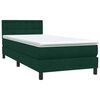 vidaXL Letto a Molle con Materasso e LED Verde Scuro 80x220 cm Velluto