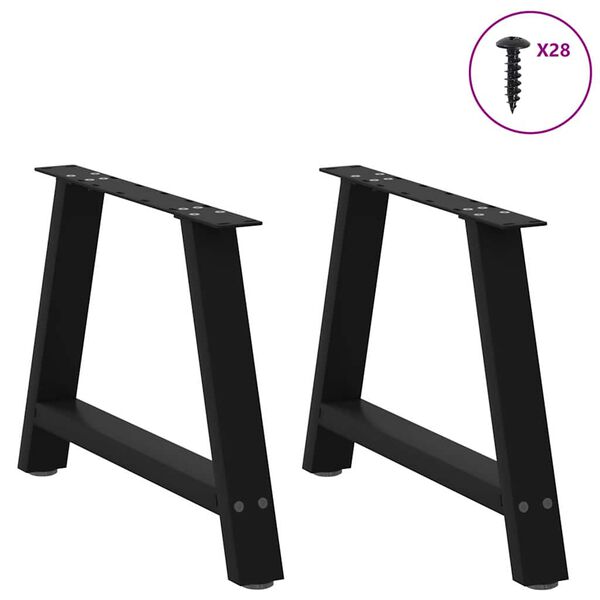 vidaXL Gambe per Tavolino da Caff&egrave; a Forma di A 2 pz Nere 70x(42-43) cm Acciaio