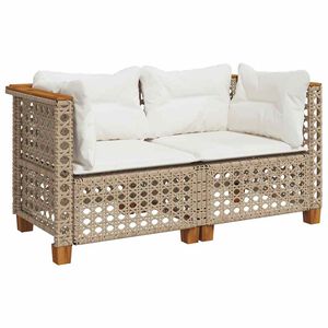 vidaXL Divani Angolari da Giardino con Cuscini 2 Beige Polyrattan