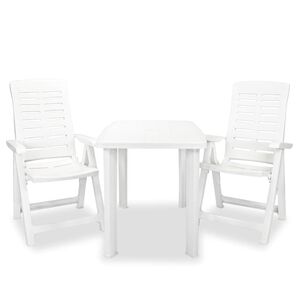vidaXL Set da Bistrot 3 pz in Plastica Bianco