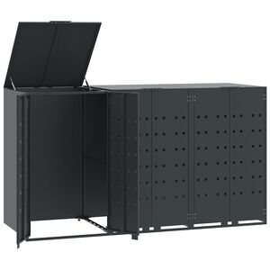 vidaXL Copribidone con Ruote 3 Bidoni Antracite 207x79x117cm Acciaio