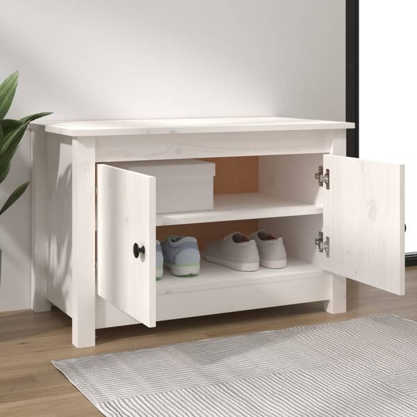 vidaXL Scarpiera Bianca 70x38x45,5 cm in Legno Massello di Pino