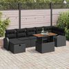 vidaXL Set Divano da Giardino 8 pcs Nero polyrattan