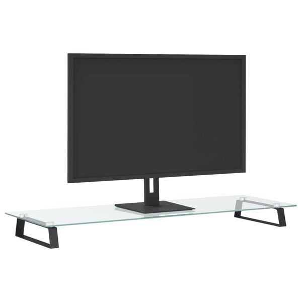 vidaXL Supporto per Monitor Nero 100x35x8cm Vetro Temperato e Metallo