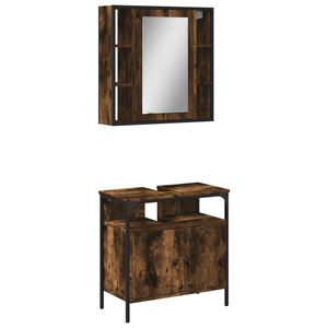 vidaXL Set Mobili da Bagno 2 pz Rovere Fumo in Legno Multistrato