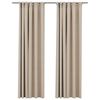 vidaXL Tende Oscuranti con Ganci Effetto Lino 2 pz Beige 140x245 cm