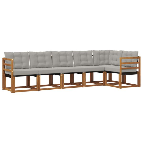 vidaXL Set di divani da esterno 6 pcs Grigio Naturale e Chiaro