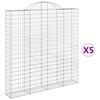 vidaXL Cesti Gabbioni ad Arco 5 pz 200x30x200/220 cm Ferro Zincato