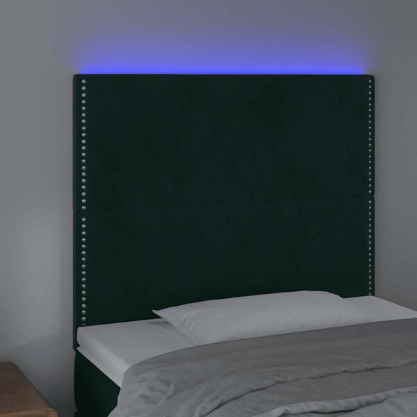 vidaXL Testiera a LED Verde Scuro 100x5x118/128cm in Velluto