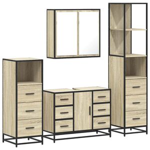 vidaXL Set Mobili da Bagno 4 pz Rovere Sonoma in Legno Multistrato