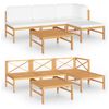 vidaXL Set Divani Giardino 5pz Cuscini Crema in Legno Massello di Teak