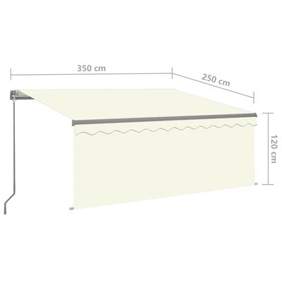 vidaXL Tenda da Sole Retrattile Manuale con LED 3,5x2,5 m Crema
