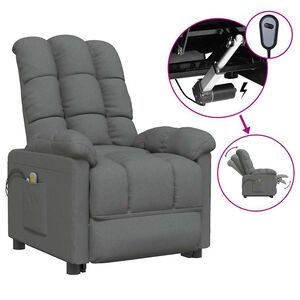vidaXL Poltrona Massaggiante Elettrica Grigio Scuro in Tessuto