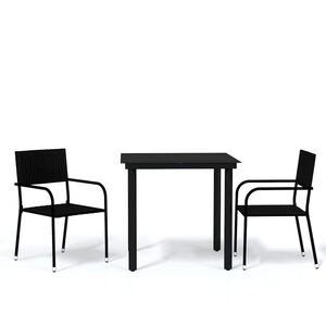 vidaXL Set Mobili da Pranzo per Giardino 3 pz Nero