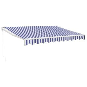 vidaXL Tenda Sole Retrattile Blu e Bianca 3x2,5 m Tessuto e Alluminio