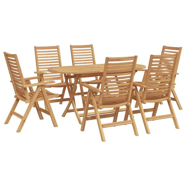 vidaXL Set da Pranzo per Giardino 7 pcs Marrone Legno di teak solido