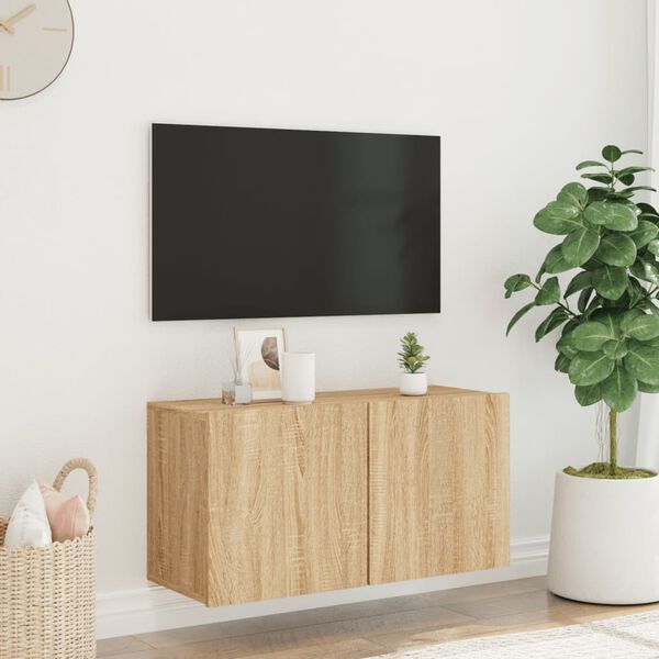 vidaXL Mobile TV a Parete Rovere Sonoma 80x30x41 cm