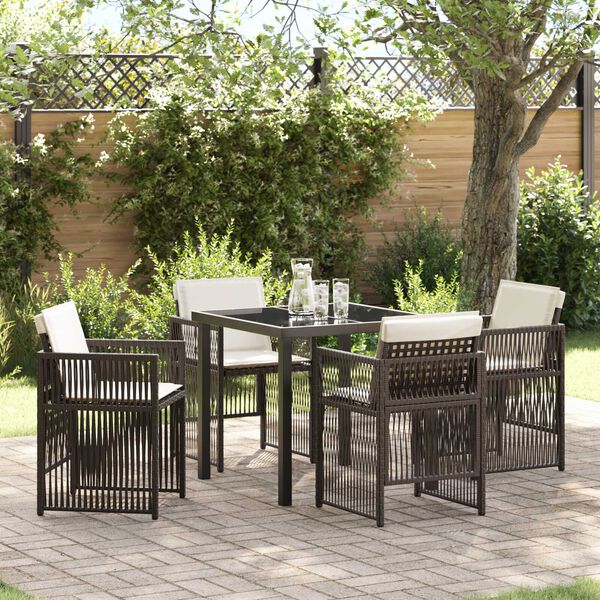 vidaXL Set da Pranzo per Giardino 5 pcs Marrone Poly Rattan