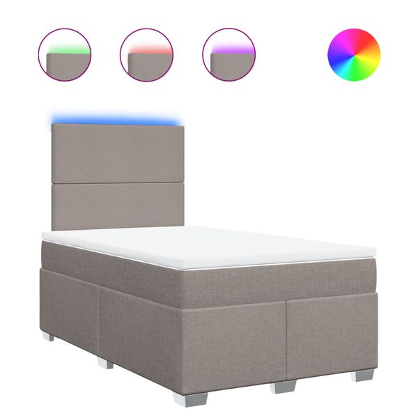 vidaXL Giroletto a Molle con Materasso Tortora 120x190 cm in Tessuto