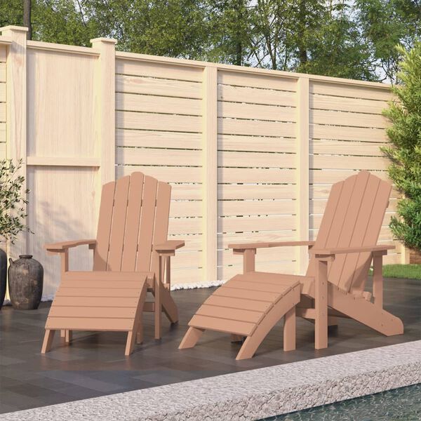 vidaXL Sedie da Giardino Adirondack 2 pz con Poggiapiedi HDPE Marrone