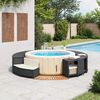 vidaXL Bordo per Spa Nero in Polyrattan e Legno Massello di Acacia