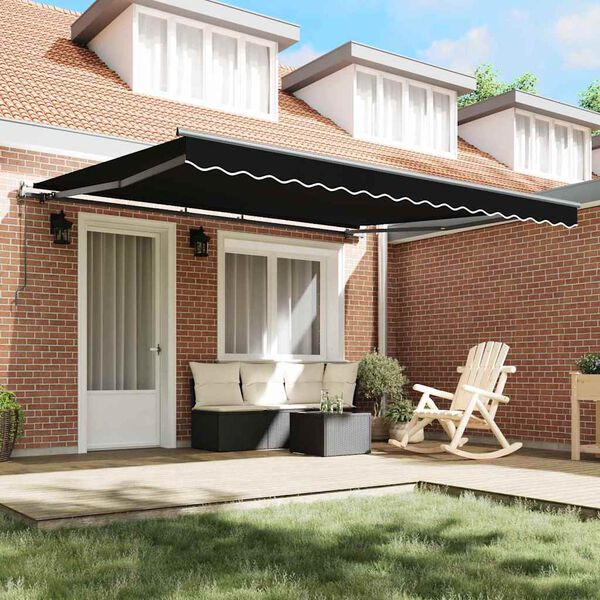 vidaXL Tenda Retrattile Nero 400 &times; 350 cm Tessuto e Alluminio