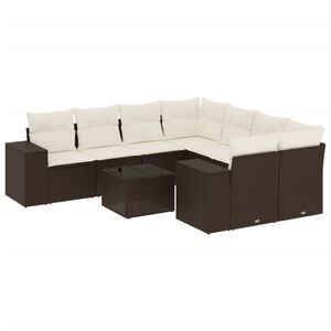 vidaXL Set Divani da Giardino 9pz con Cuscini Marrone in Polyrattan