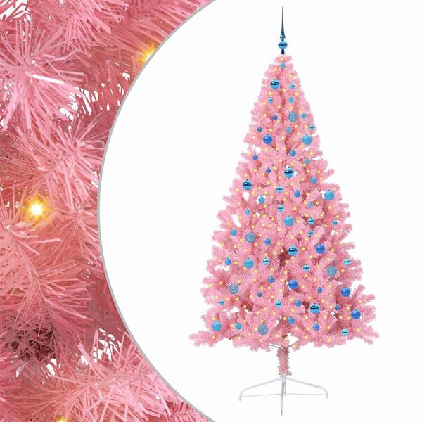 vidaXL Albero di Natale artificiale con luci integrate Rosa 240 cm PVC