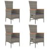 vidaXL Set da Pranzo da Giardino 5 pz con Cuscini in Polyrattan Grigio