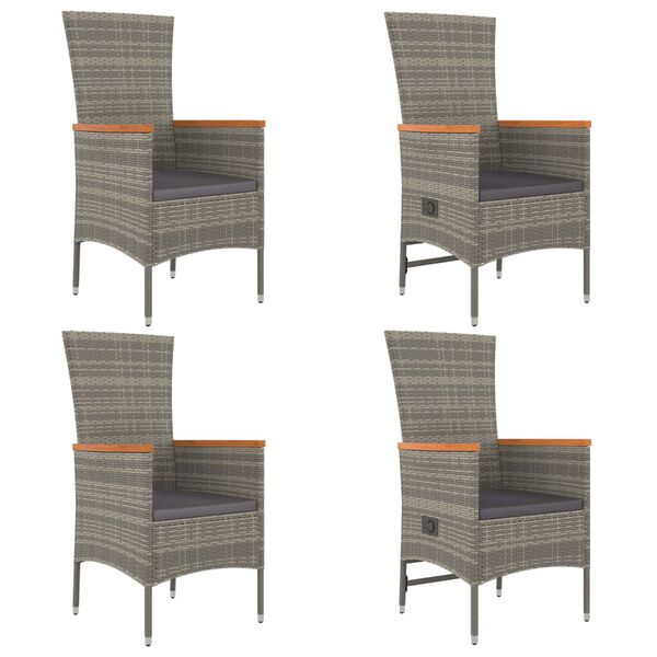 vidaXL Set da Pranzo da Giardino 5 pz con Cuscini in Polyrattan Grigio