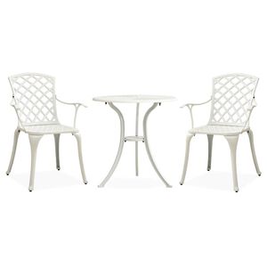 vidaXL Set da Bar 3 pz in Alluminio Pressofuso Bianco