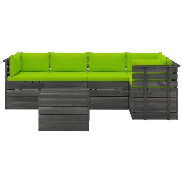 vidaXL Set Divani da Giardino su Pallet 6 pz con Cuscini Massello Pino