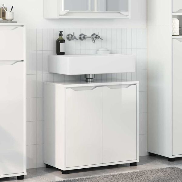 vidaXL Mobile per lavabo da bagno Bianco Lucido 60 x 30 x 60 cm