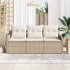 vidaXL Set Divano da Giardino con cuscino 3 pcs Beige Poly Rattan