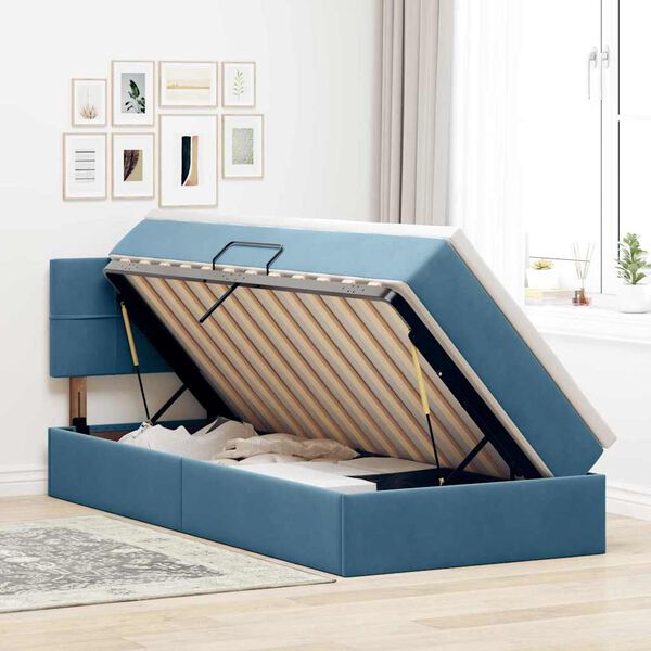 vidaXL Letto con Contenitore Blu Scuro 100 x 200 cm Velluto