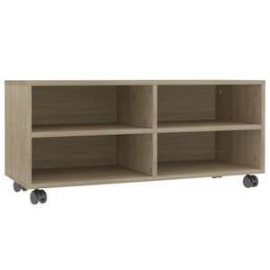 vidaXL Mobile TV con Ruote Rovere Sonoma 90x35x35 cm Legno Multistrato