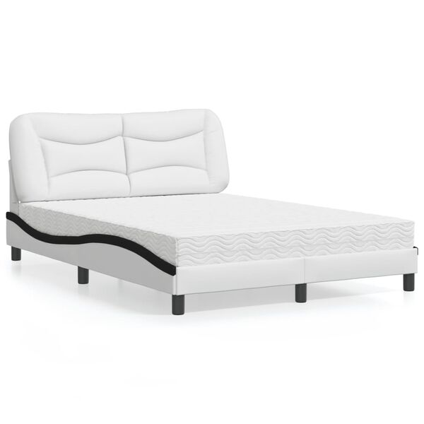 vidaXL Letto con Materasso Hvar Nero e Bianco 120x200 cm in Similpelle