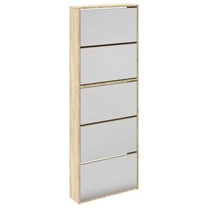 vidaXL Scarpiera a 5 Strati con Specchio Rovere 63x17x169,5 cm