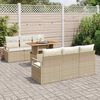 vidaXL Set Divano da Giardino 7 pcs Beige Poly Rattan