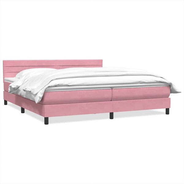 vidaXL Giroletto a Molle con Materasso Rosa 180x210 cm in Velluto