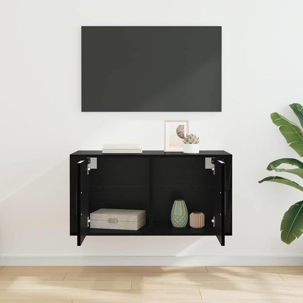 vidaXL Mobile TV da parete Rovere nero 80 x 34,5 x 40 cm