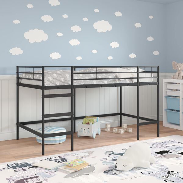 vidaXL Struttura del letto loft per bambini Nero 107 x 200 cm