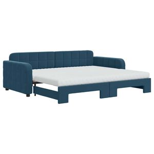 vidaXL Divano Letto Estraibile con Materassi Blu 90x200 cm Velluto