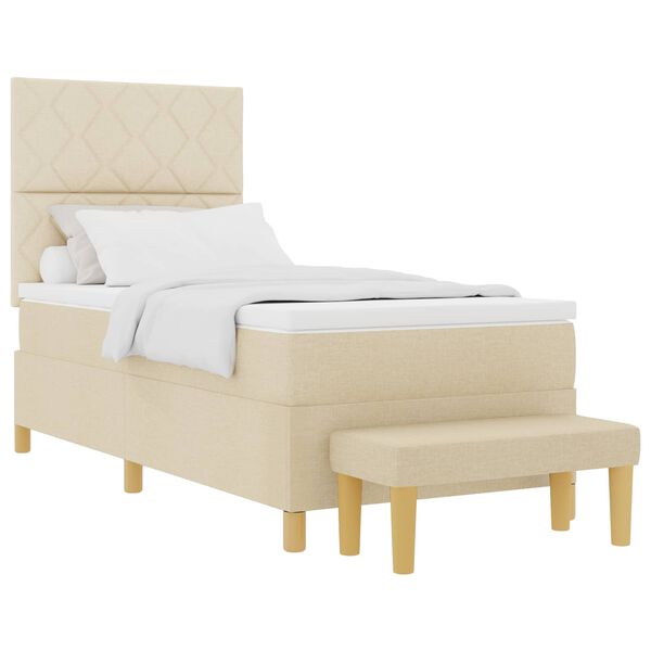 vidaXL Letto a molle con materasso Crema 100 x 200 cm Tessuto