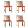vidaXL Sedie da Giardino 4 pz con Cuscini in Legno Massello di Teak