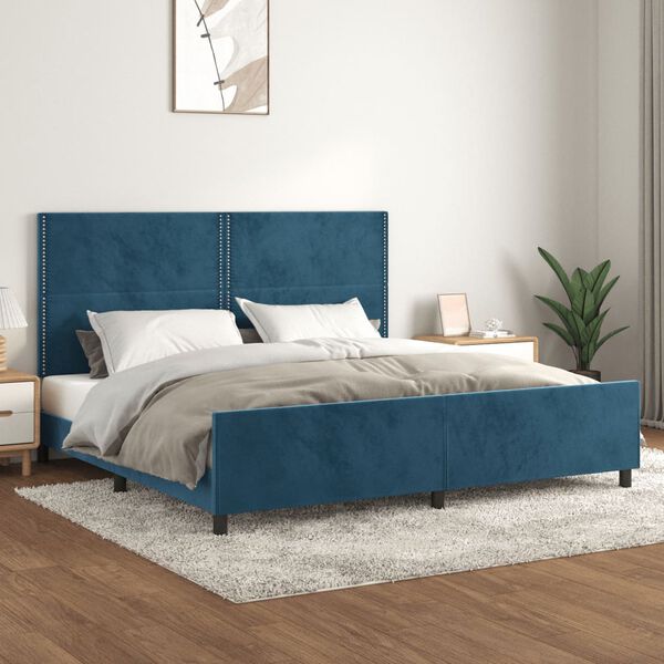 vidaXL Giroletto senza Materasso Blu Scuro 200x200 cm in Velluto