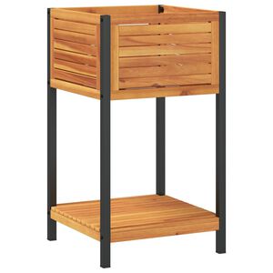 vidaXL Fioriera con Ripiano 45x45x80 cm in Legno Acacia e Acciaio